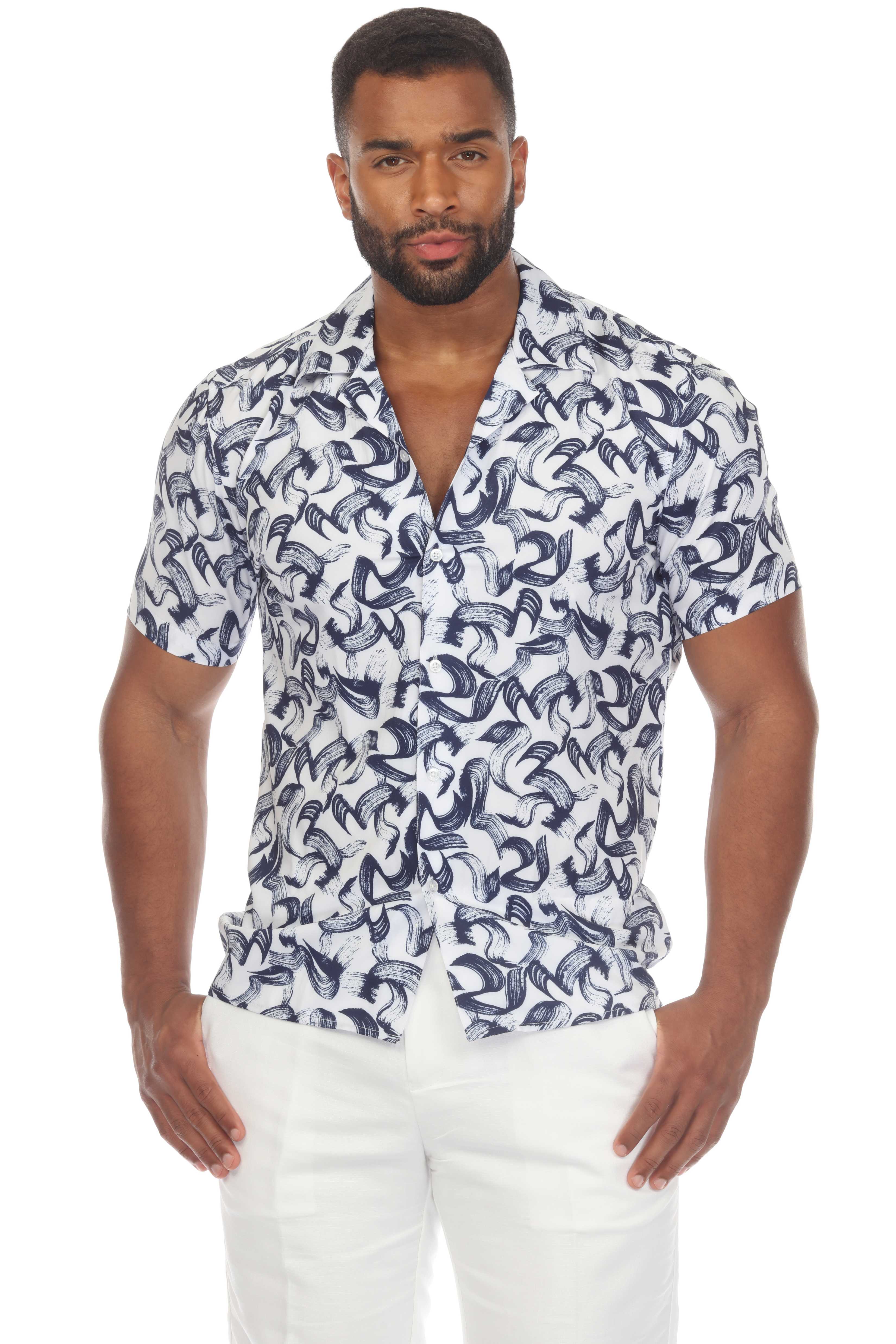 Mojito Men's Stylish Novelty Print Poly Stretch Party Shirt Short