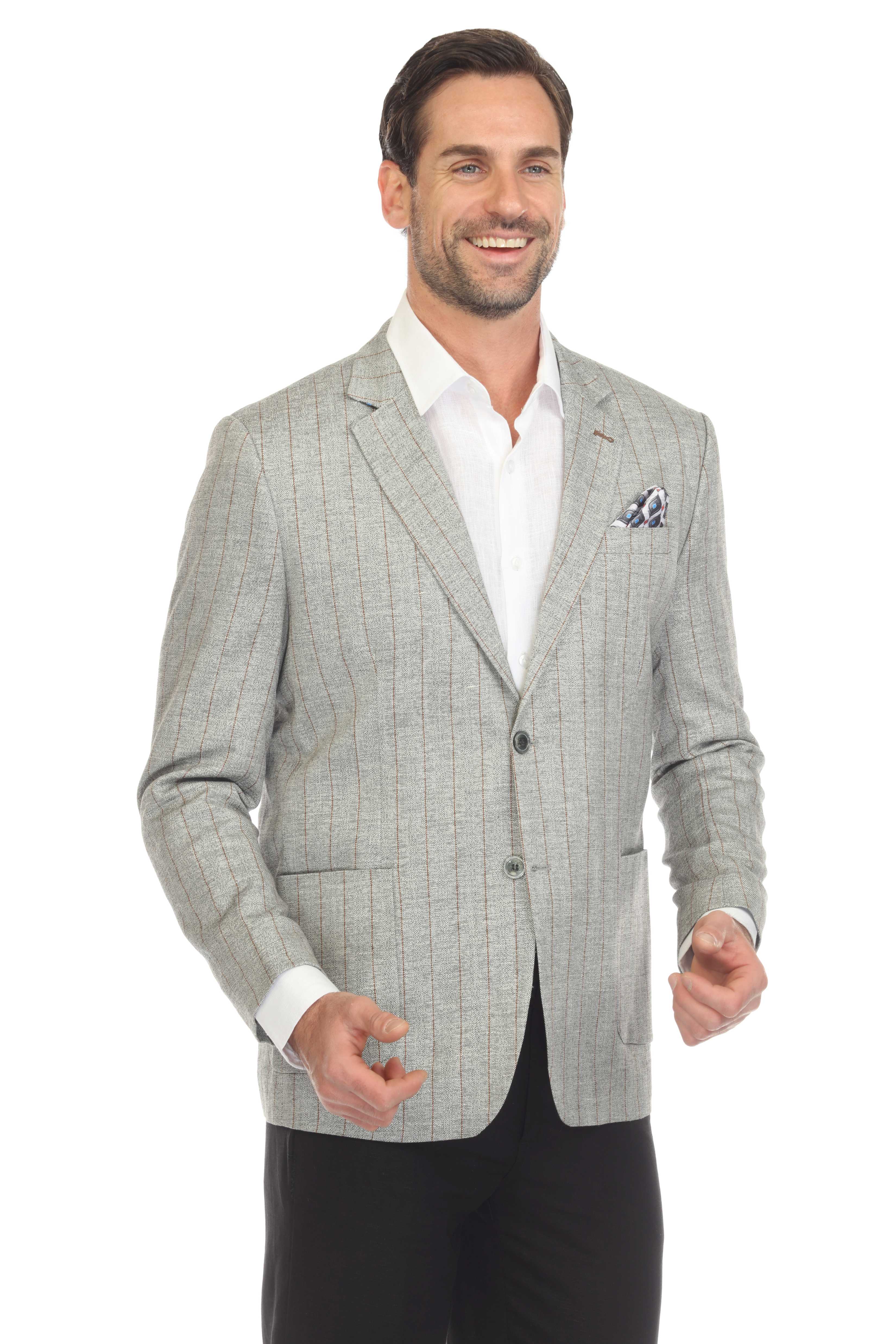 Mojito Reserve Men's Casual Modern Fit Pinstripe Sports Jacket