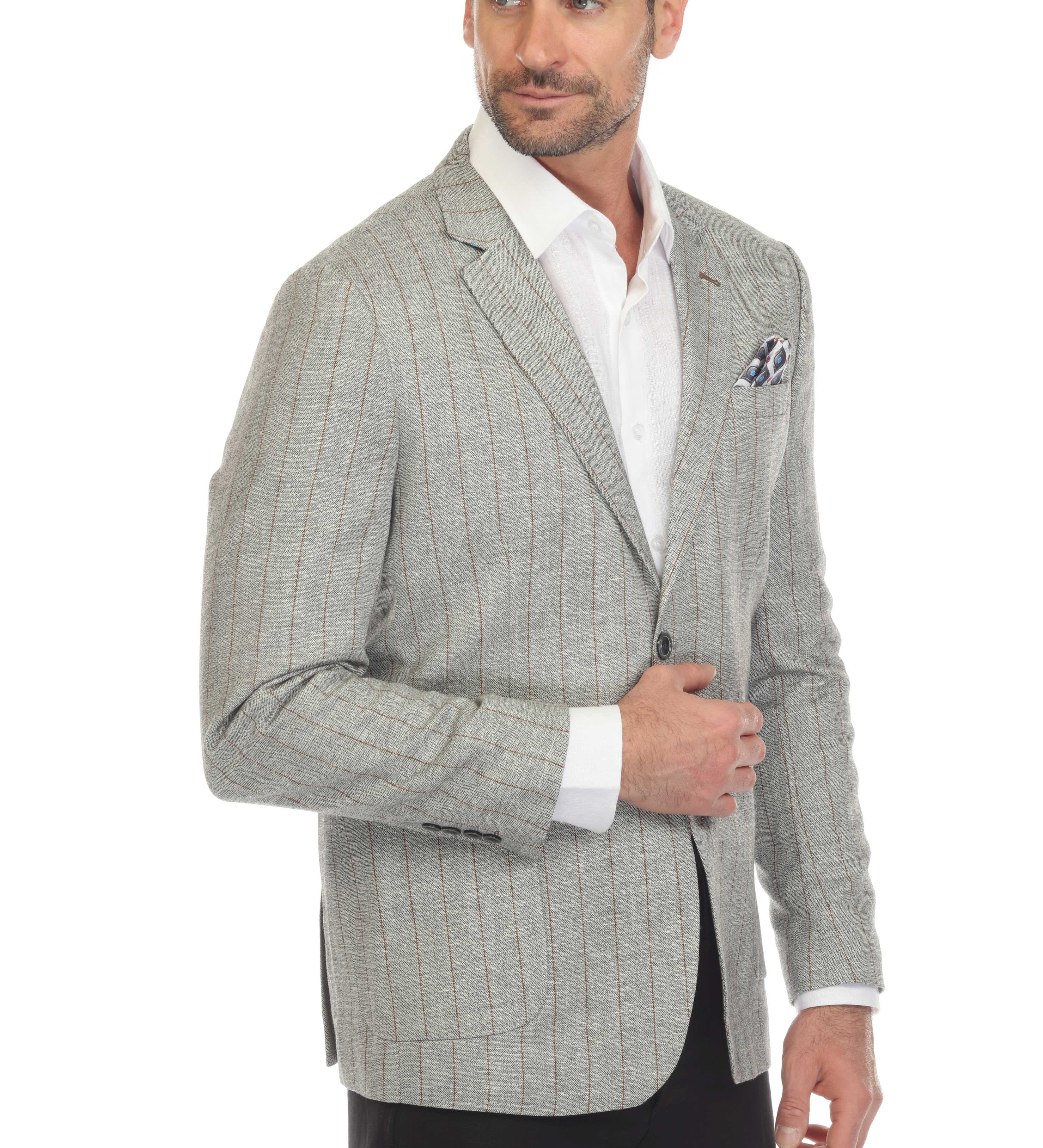 Mojito Reserve Men's Casual Modern Fit Pinstripe Sports Jacket