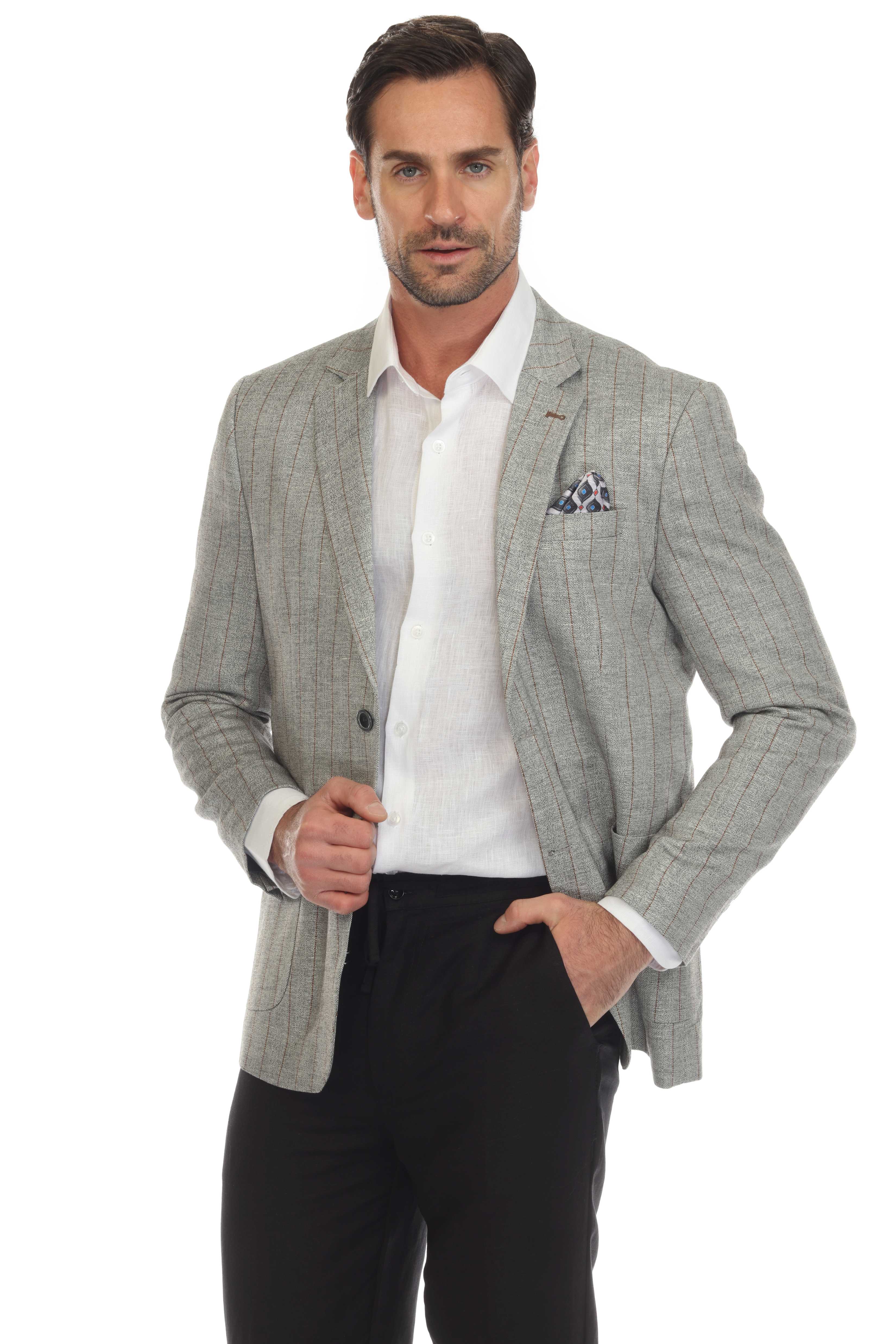 Mojito Reserve Men's Casual Modern Fit Pinstripe Sports Jacket