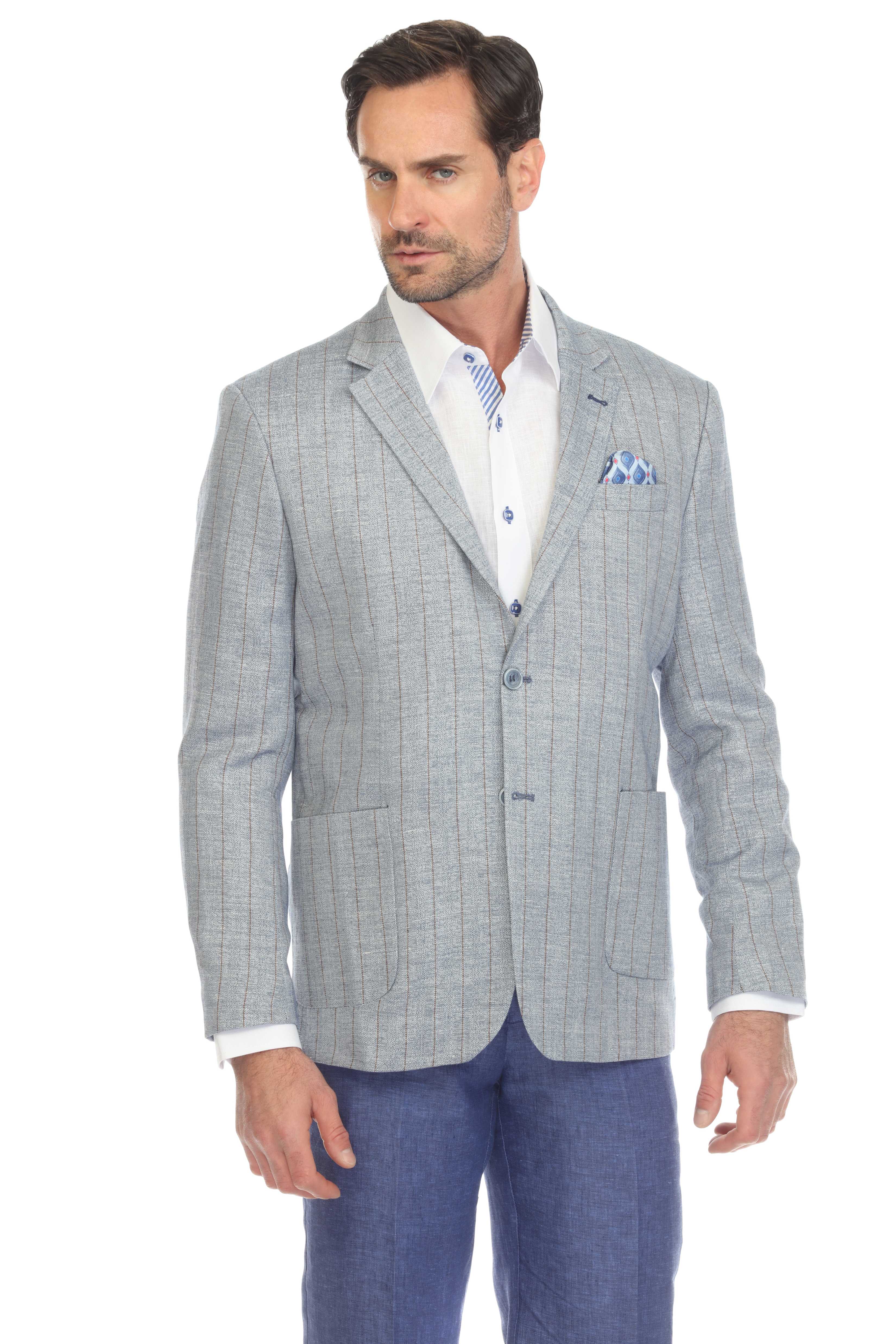 Mojito Reserve Men's Casual Modern Fit Pinstripe Sports Jacket