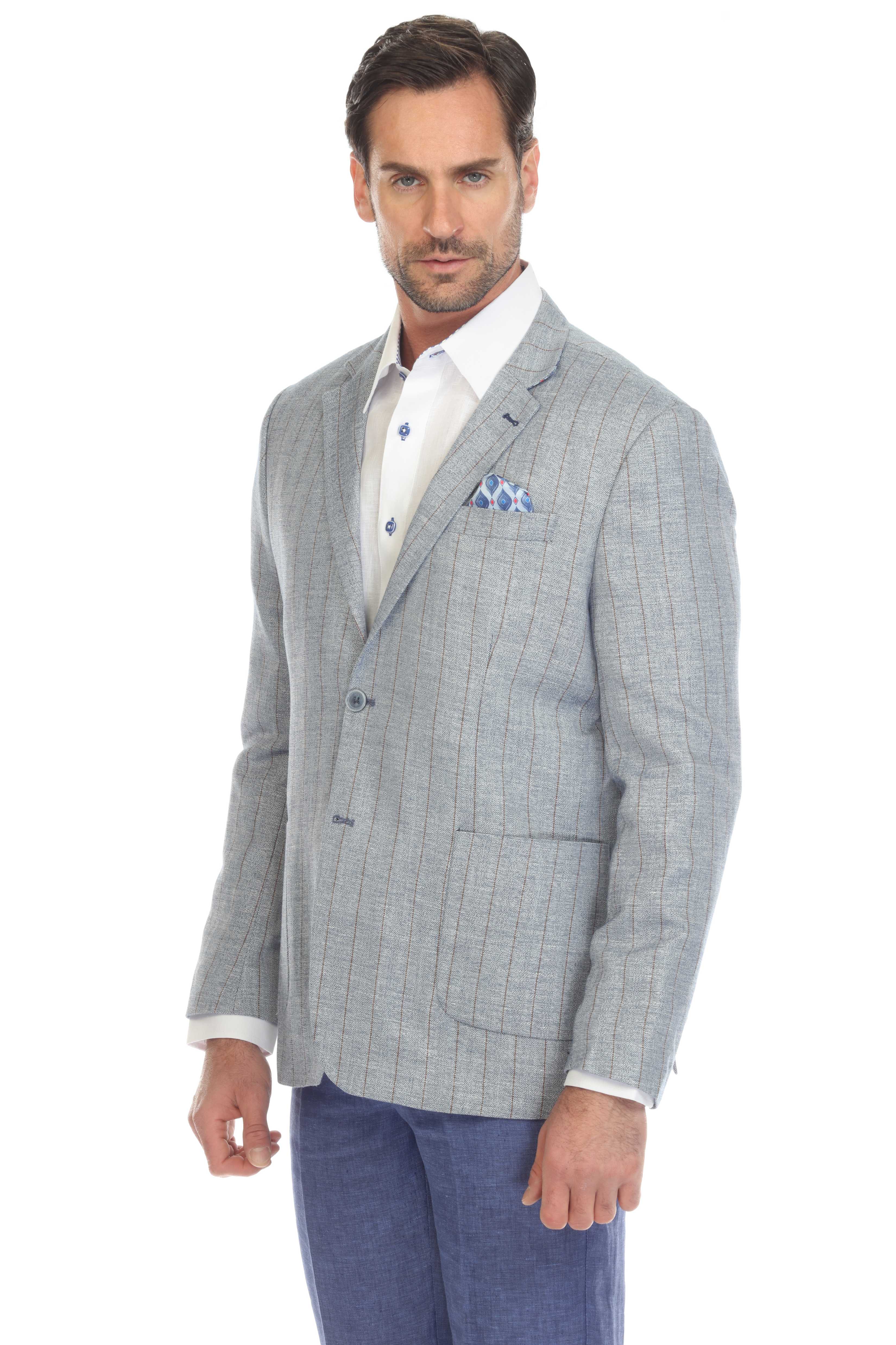 Mojito Reserve Men's Casual Modern Fit Pinstripe Sports Jacket