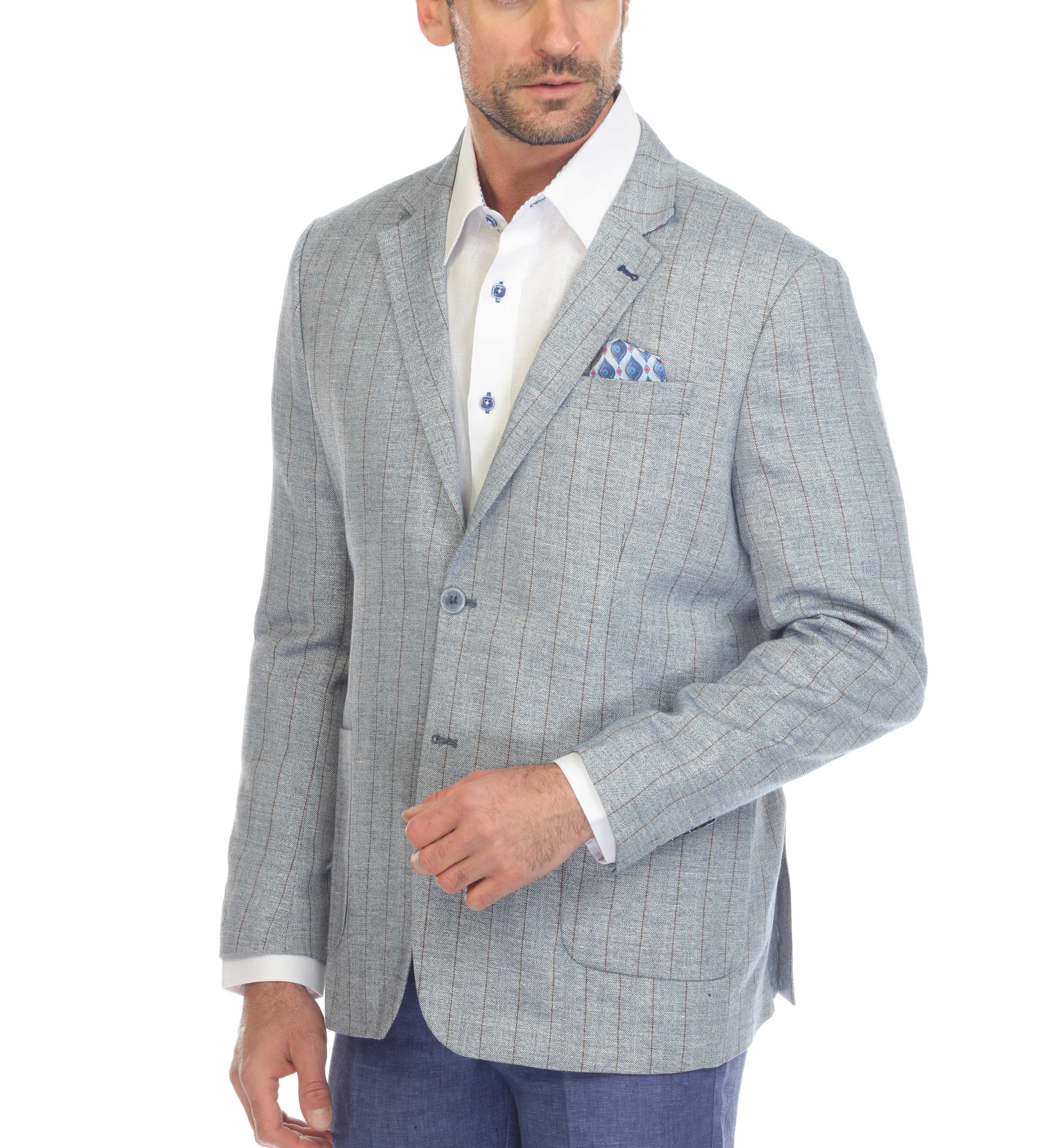 Mojito Reserve Men's Casual Modern Fit Pinstripe Sports Jacket