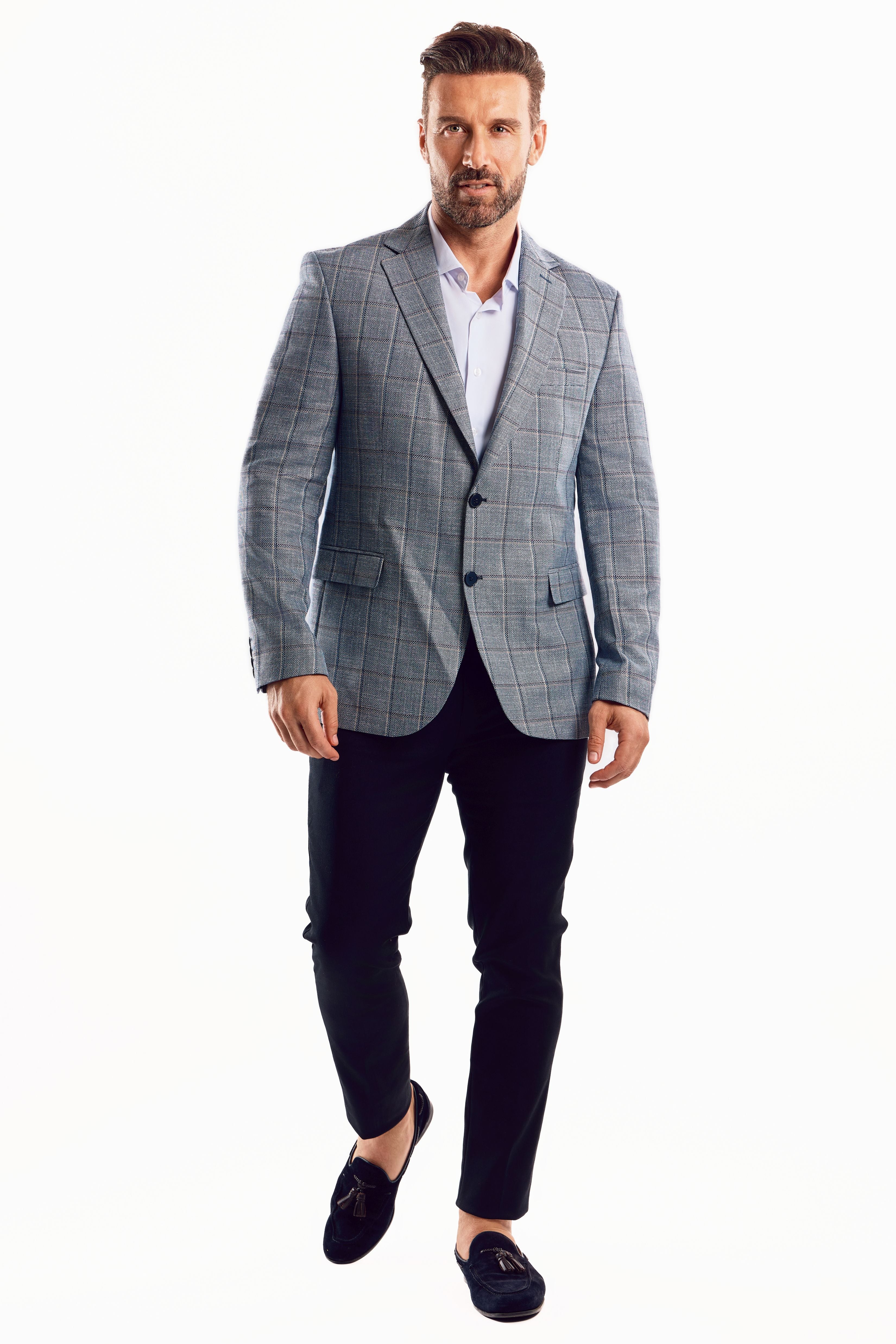 Mojito Reserve Men's Grey Checker Print Sports Jacket