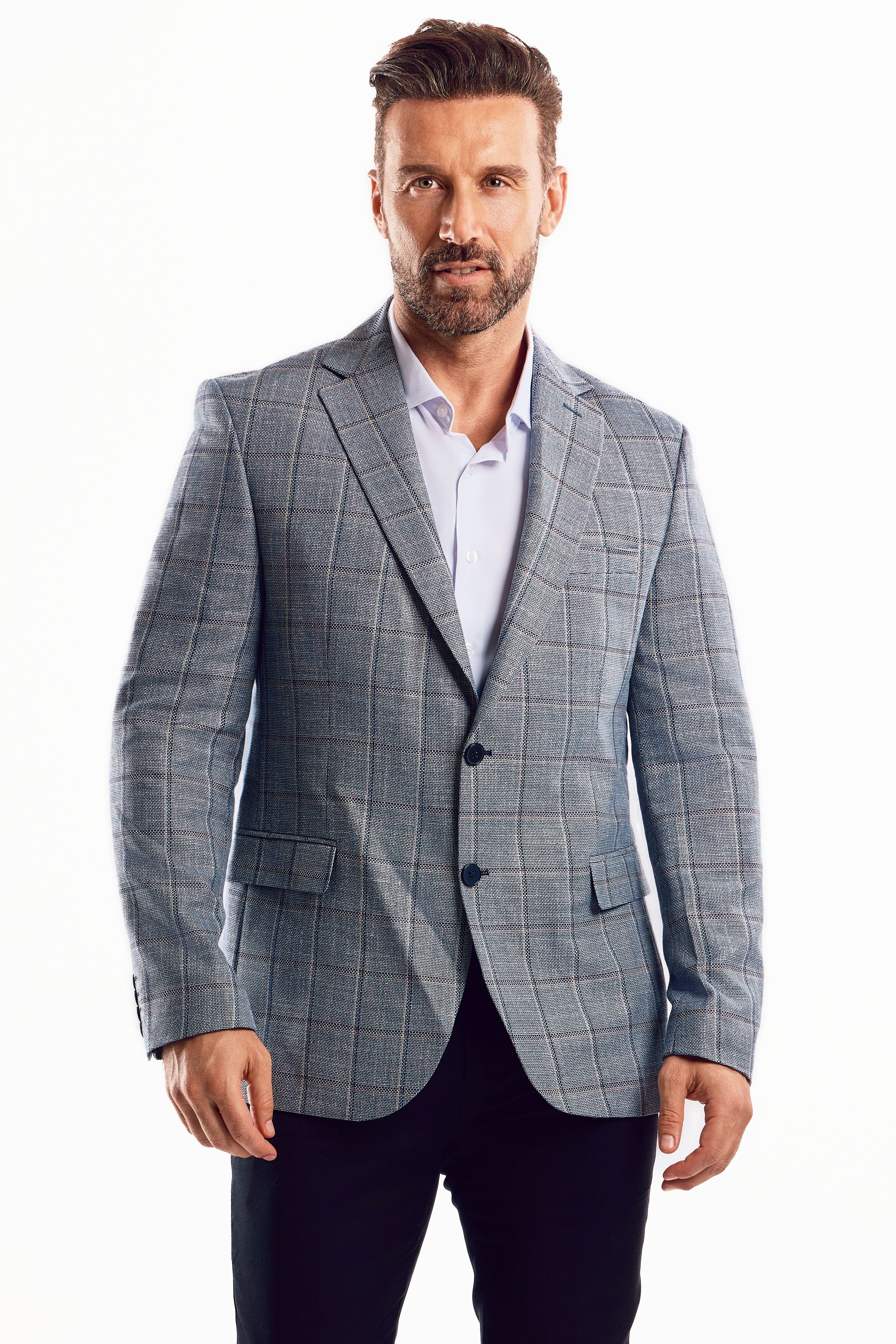 Mojito Reserve Men's Grey Checker Print Sports Jacket