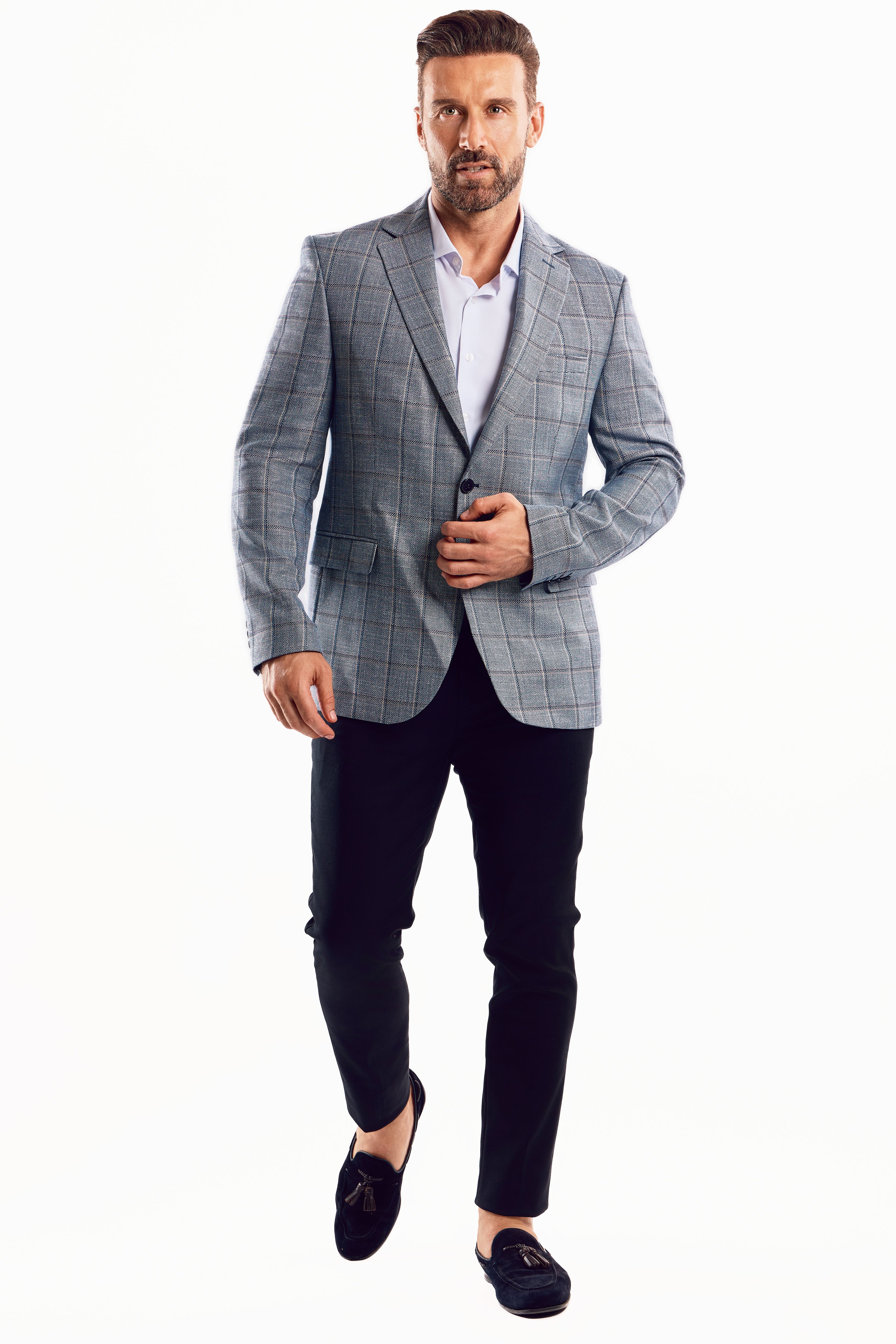 Mojito Reserve Men's Grey Checker Print Sports Jacket