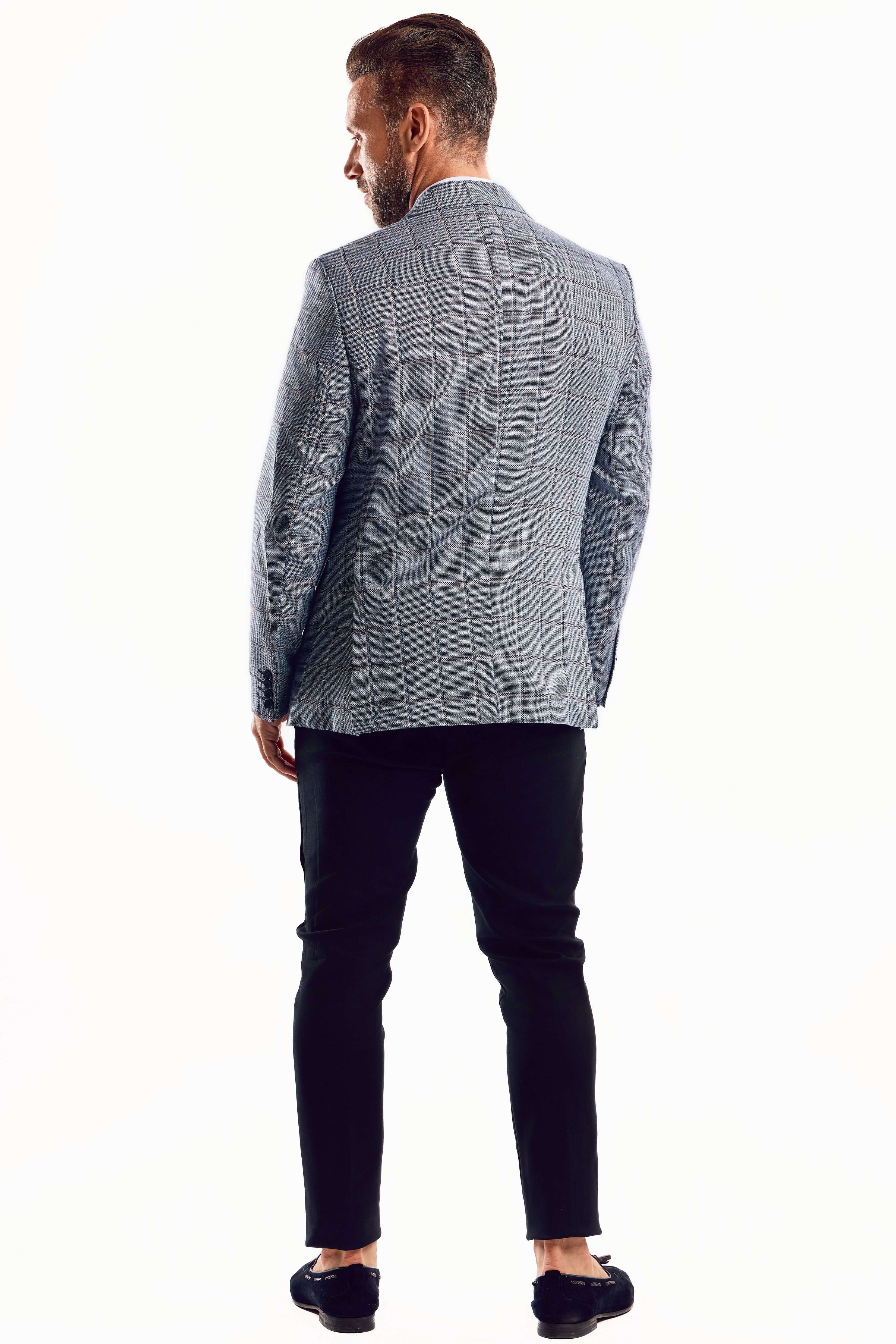 Mojito Reserve Men's Grey Checker Print Sports Jacket