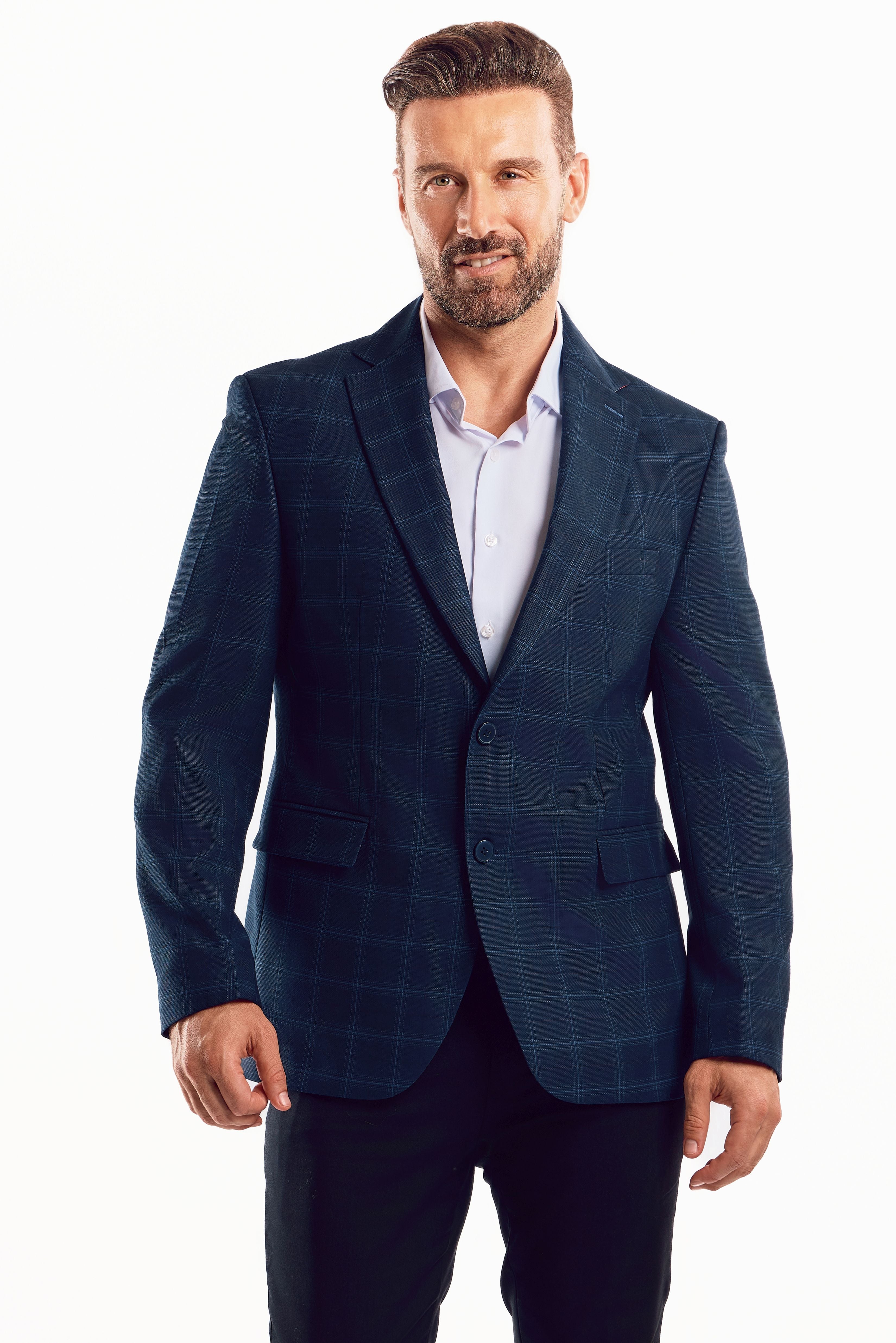 Mojito Reserve Men's Navy Checker Print Sport Jacket