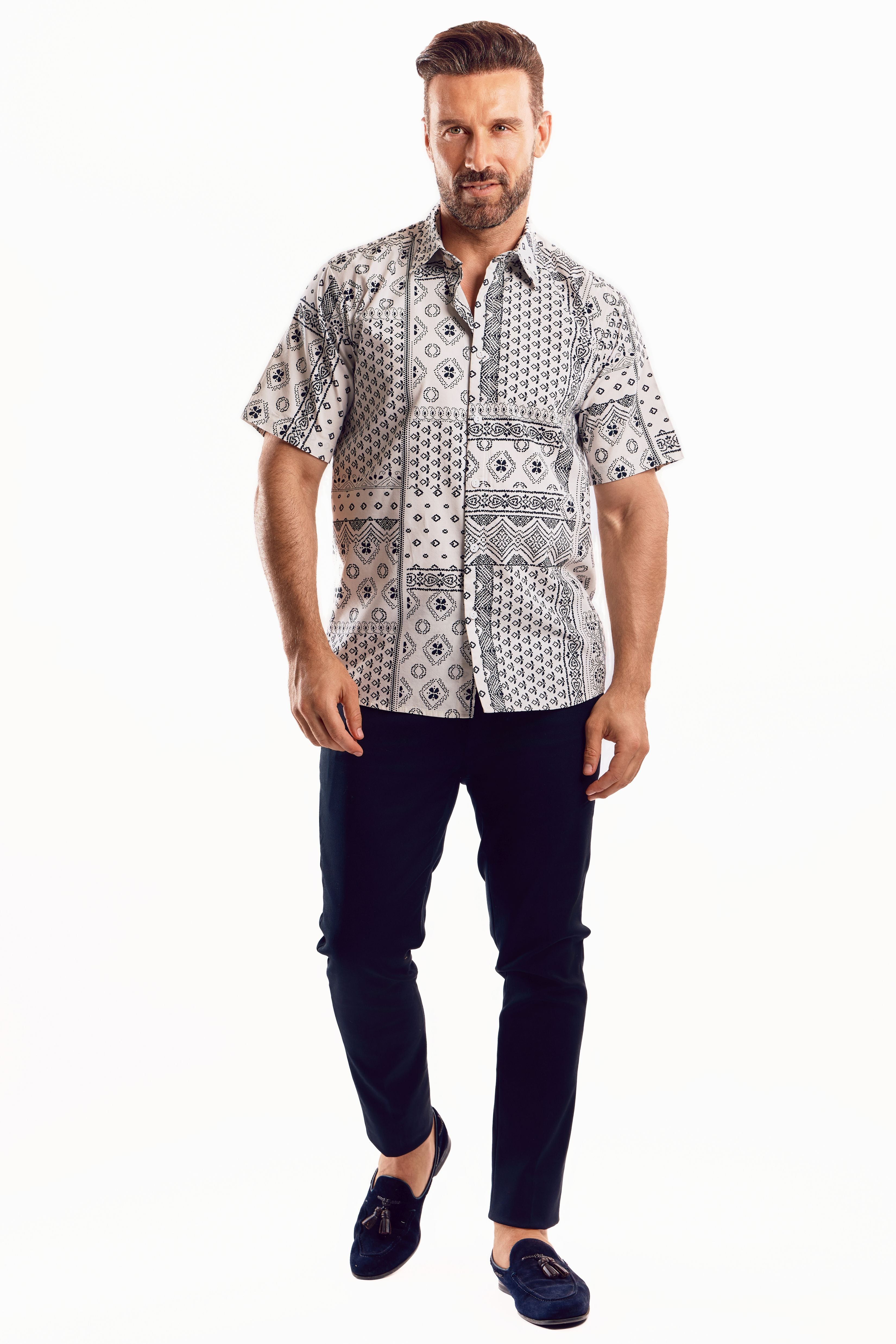 Short Sleeve Geo Print Shirt