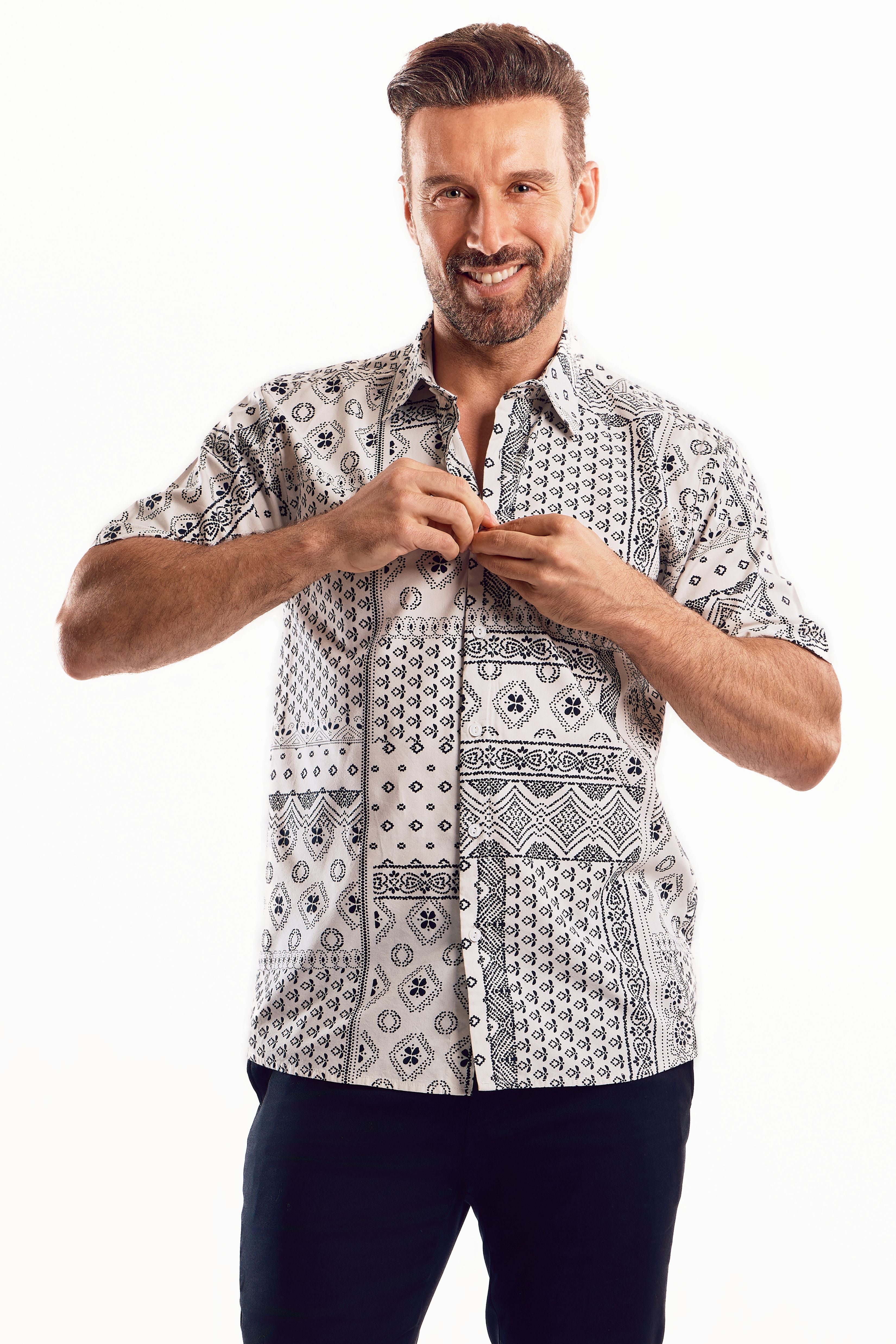 Short Sleeve Geo Print Shirt