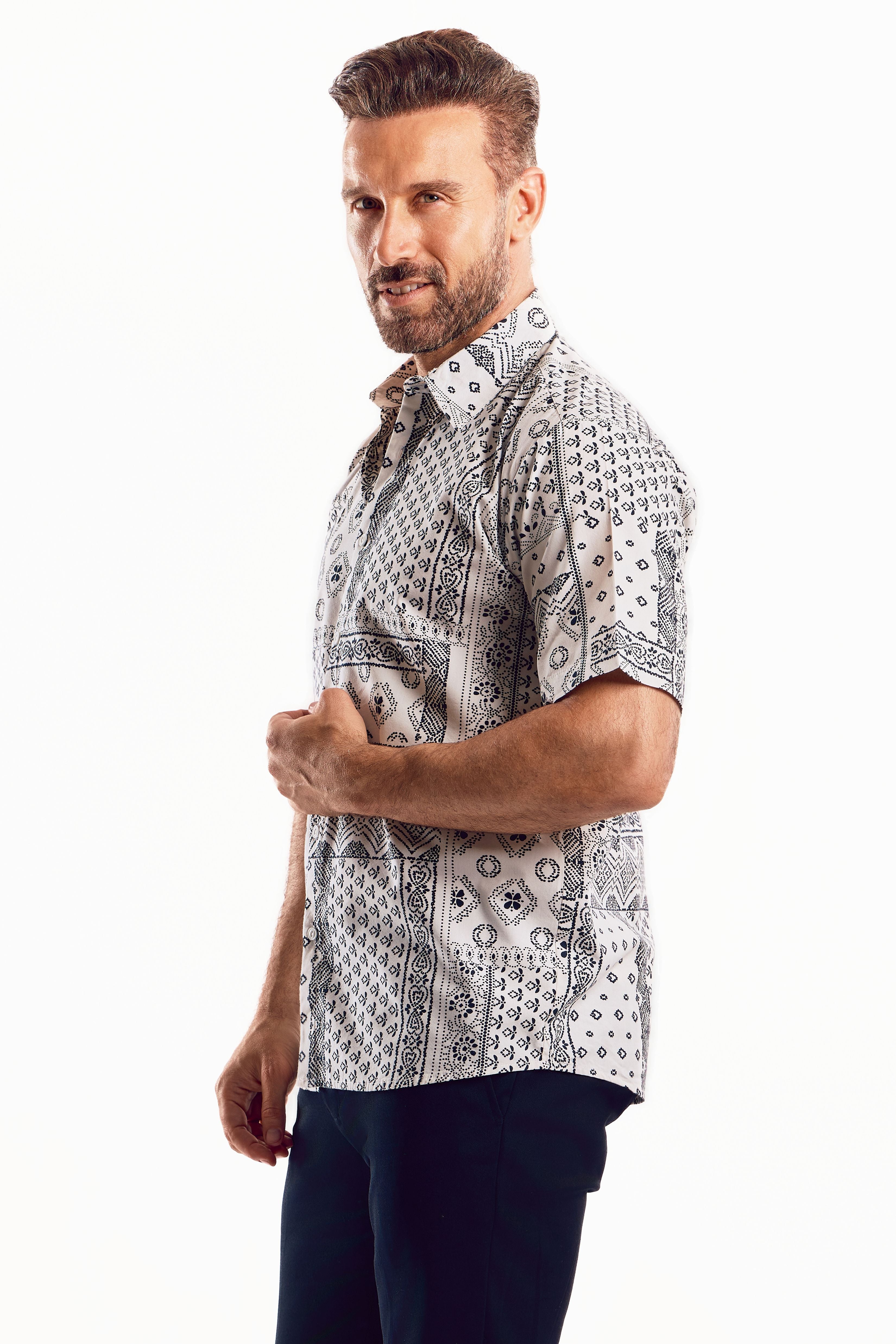 Short Sleeve Geo Print Shirt