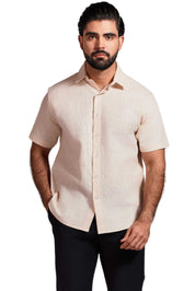 Cross Hatch Linen Blend Short Sleeve Shirt