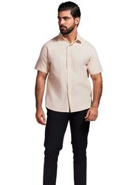 Cross Hatch Linen Blend Short Sleeve Shirt