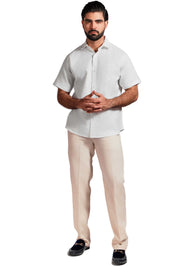 Cross Hatch Linen Blend Short Sleeve Shirt