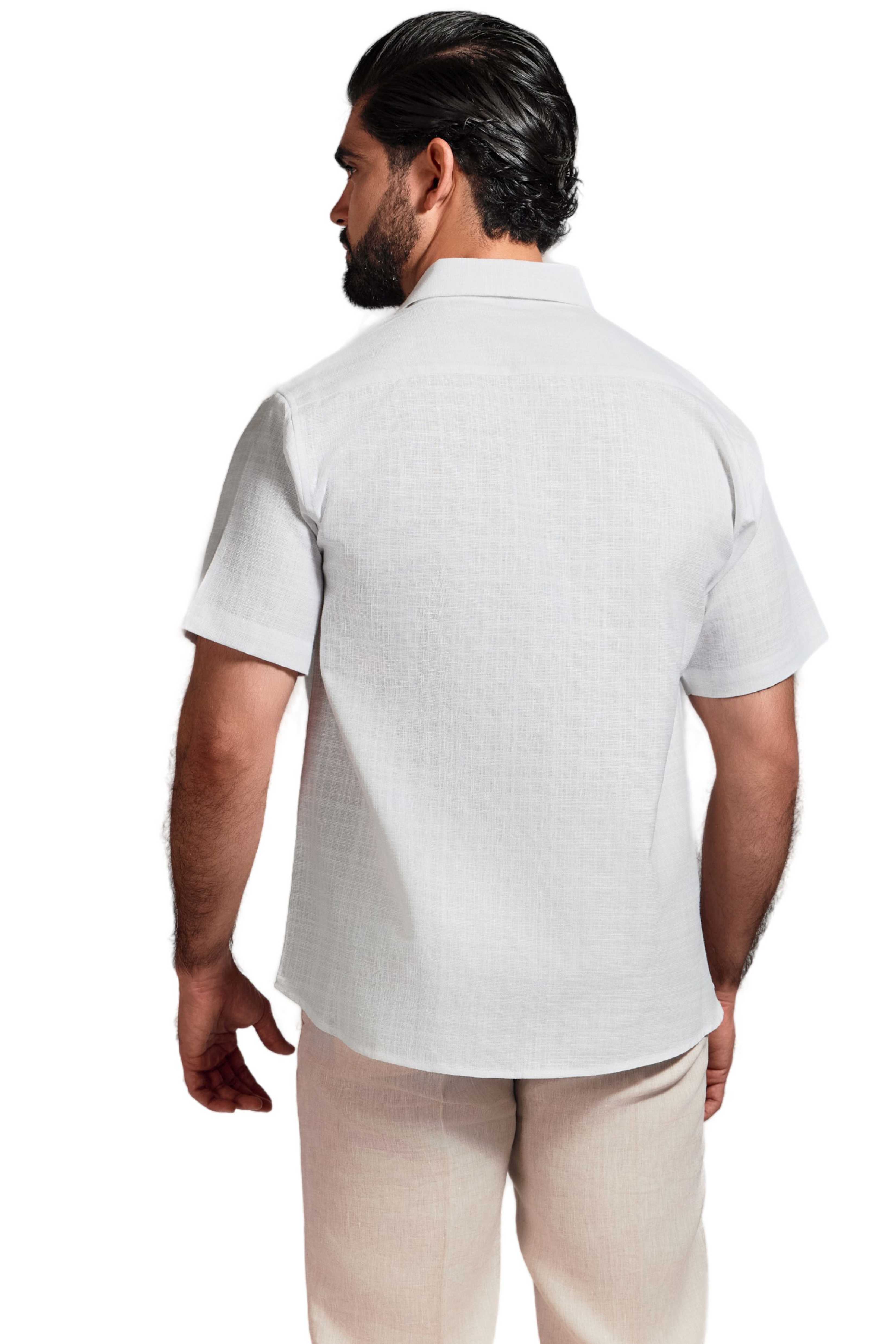 Cross Hatch Linen Blend Short Sleeve Shirt