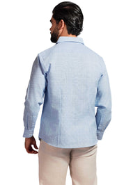 Cross Hatch Linen Blend Long Sleeve Shirt