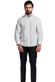 Cross Hatch Linen Blend Long Sleeve Shirt