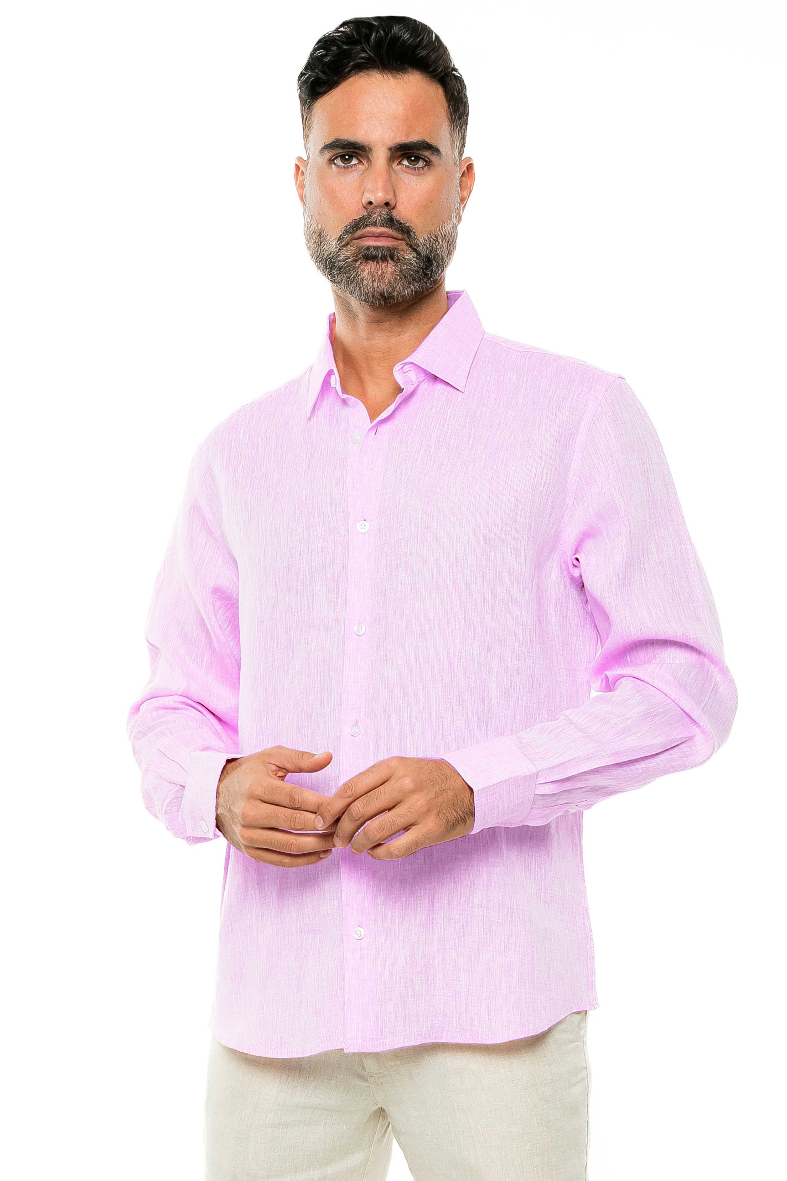 100% Linen Yarn Dyed Classic Casual Resort Style Shirt