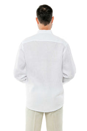 100% Linen Yarn Dyed Mandarin Collar Long Sleeve Shirt