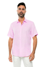 100% Linen Yarn Dyed Short Sleeve Shirt