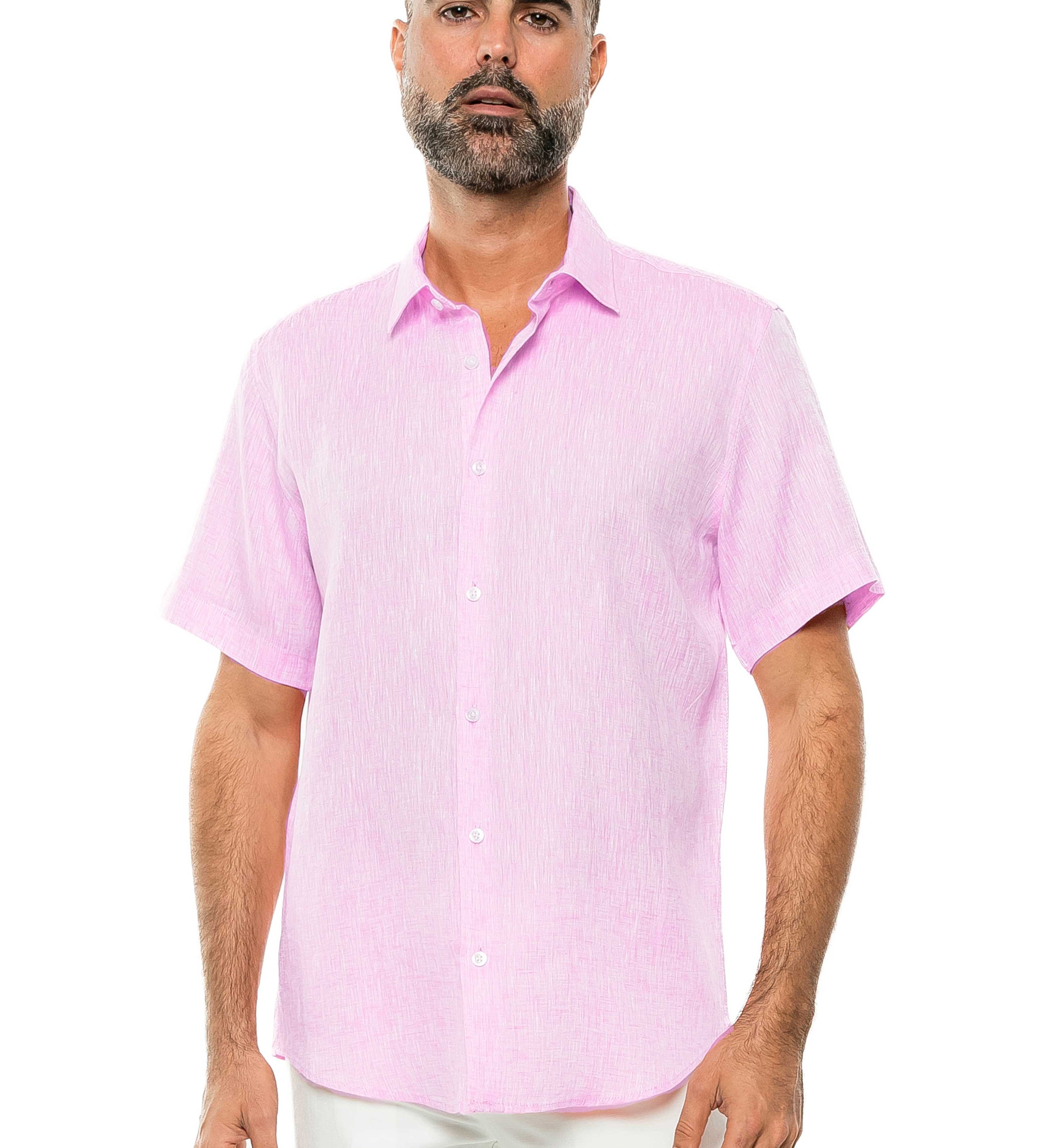 100% Linen Yarn Dyed Short Sleeve Shirt