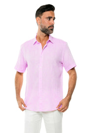 100% Linen Yarn Dyed Short Sleeve Shirt