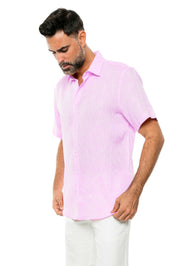 100% Linen Yarn Dyed Short Sleeve Shirt