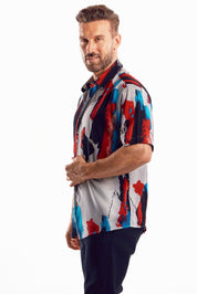 Short-Sleeve Multicolor Boho Abstract Shirt