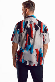 Short-Sleeve Multicolor Boho Abstract Shirt