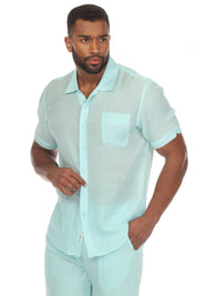 Men's Beach Casual Short Sleeve Button Down Shirt