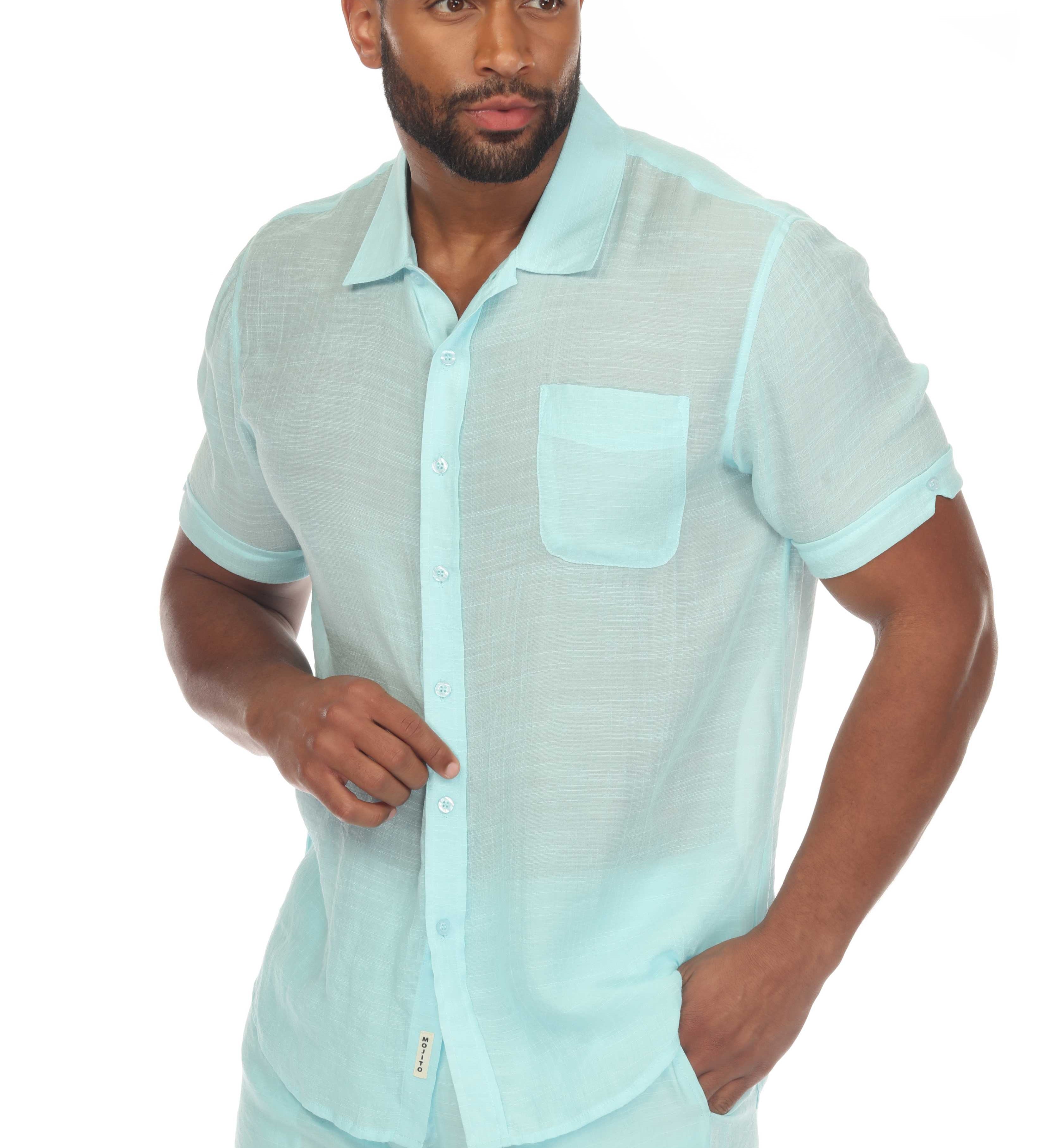 Men's Beach Casual Short Sleeve Button Down Shirt