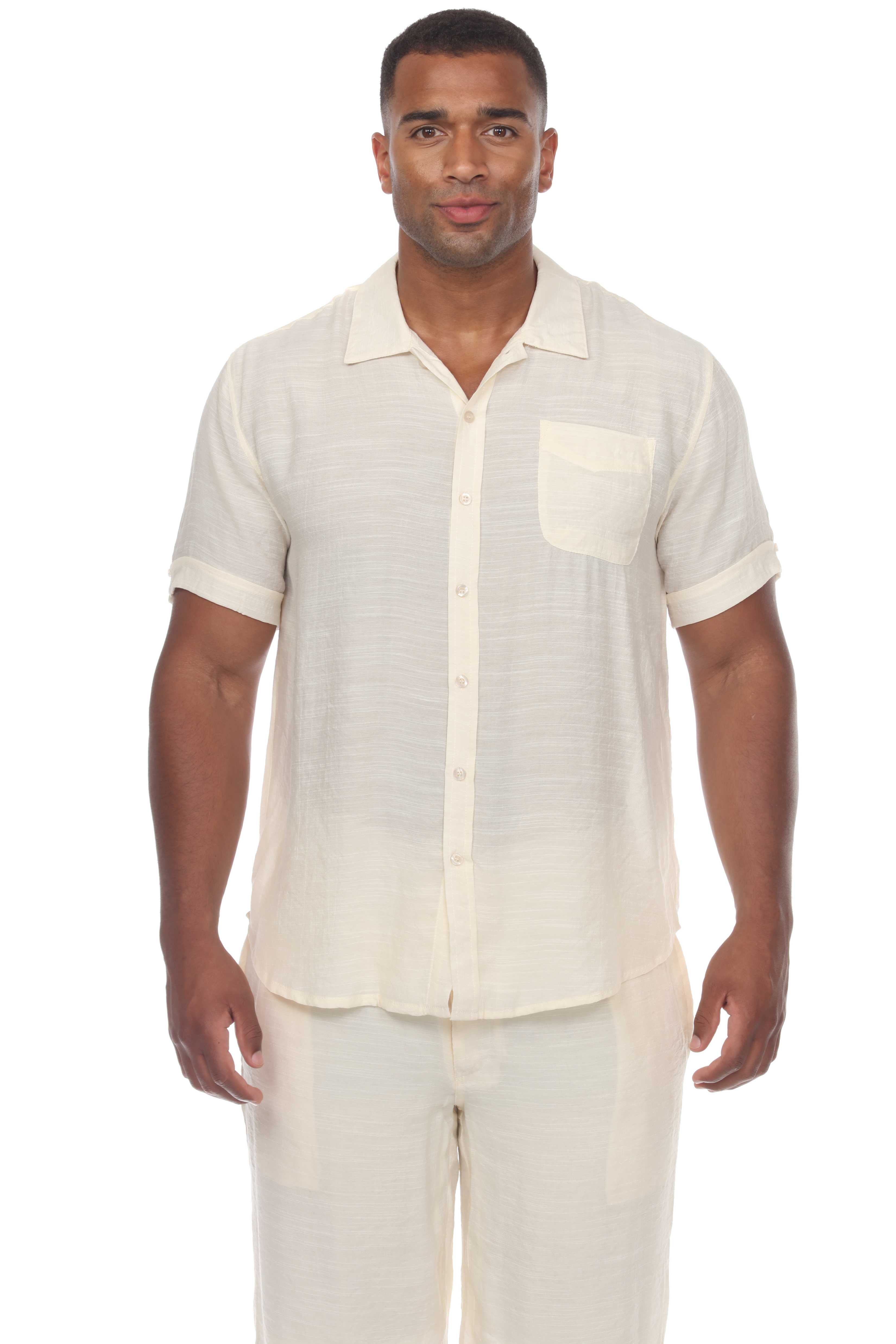 Men's Beach Casual Short Sleeve Button Down Shirt