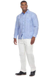 Men's Pinstripe Guayabera Shirt Long Sleeve