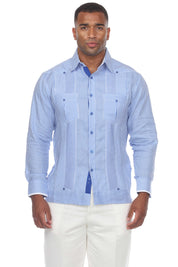 Men's Pinstripe Guayabera Shirt Long Sleeve