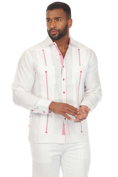 Mojito Men's 100% Linen Guayabera Chacabana Shirt Long Sleeve