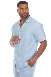 Mojito Men's Causal Beach Resort Wear Camp Collar Short Sleeve Linen Blend Button Down Shirt