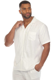 Mojito Men's Causal Beach Resort Wear Camp Collar Short Sleeve Linen Blend Button Down Shirt