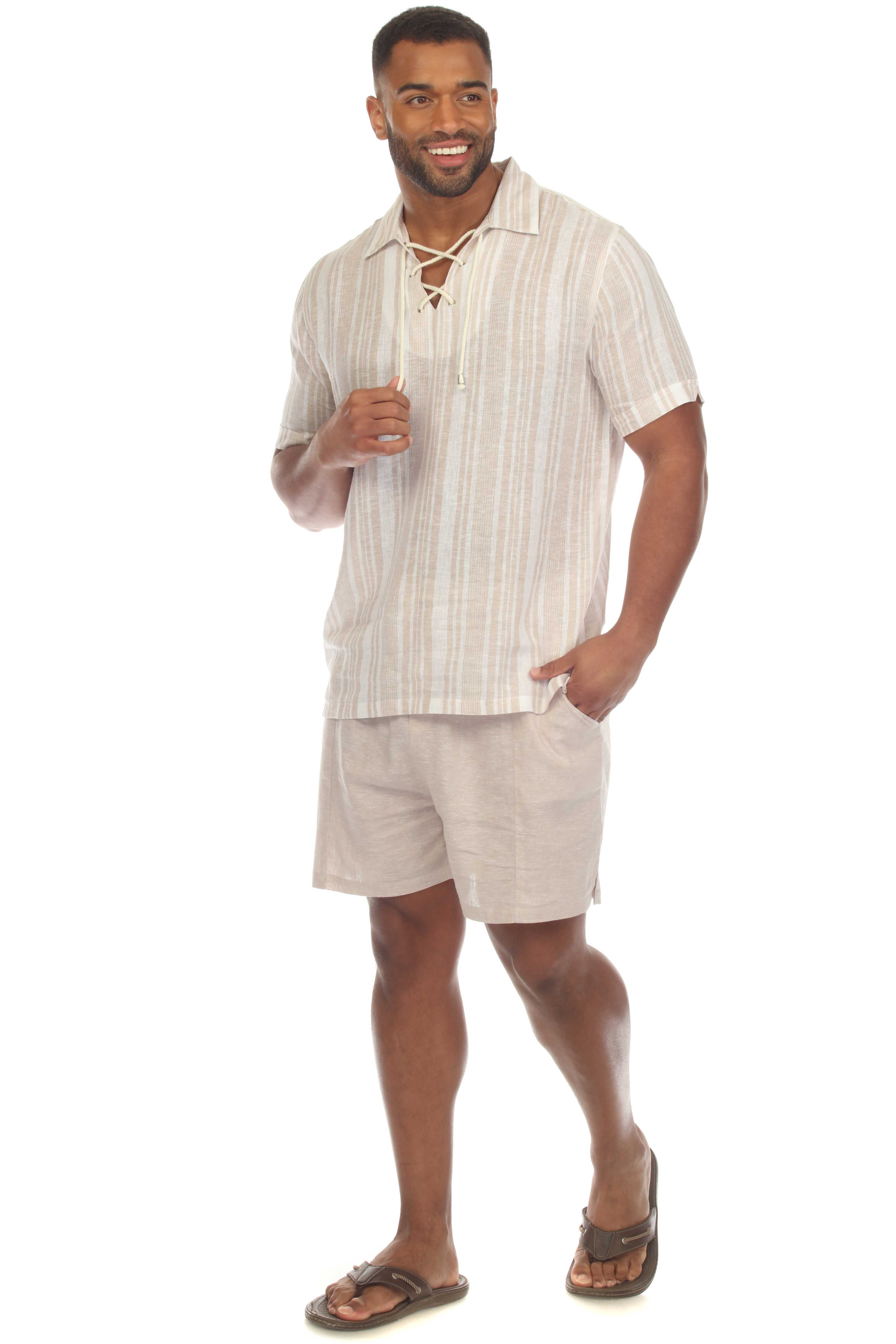 Men's Causal Beach Resort Wear Shirt, Linen Blend