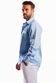 Mojito Men's Guayabera Shirt Chacabana with Contrast Trim 100% Linen Long Sleeve