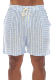 Mojito Men's Causal Beach Resort Wear Drawstring Shorts with Pinstripe Print Linen Blend