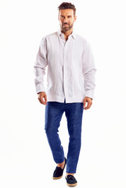 Mojito Men's Beach Wedding Guayabera Shirt 100% Linen Long Sleeve