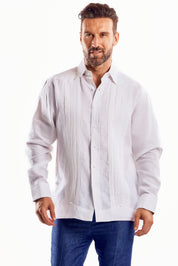 Mojito Men's Beach Wedding Guayabera Shirt 100% Linen Long Sleeve