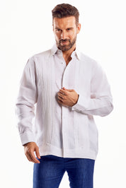 Mojito Men's Beach Wedding Guayabera Shirt 100% Linen Long Sleeve