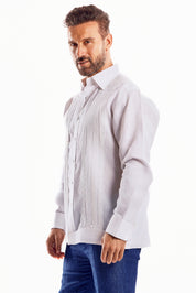 Mojito Men's Beach Wedding Guayabera Shirt 100% Linen Long Sleeve