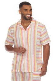 Men's Causal Beach Resort Wear Shirt, Linen Blend