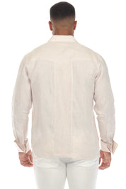 Mojito Men's 100% Linen Guayabera Chacabana Shirt with French Cuff Long Sleeve