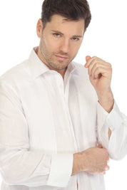 Mojito Men's 100% Linen Guayabera Chacabana Shirt with French Cuff Long Sleeve