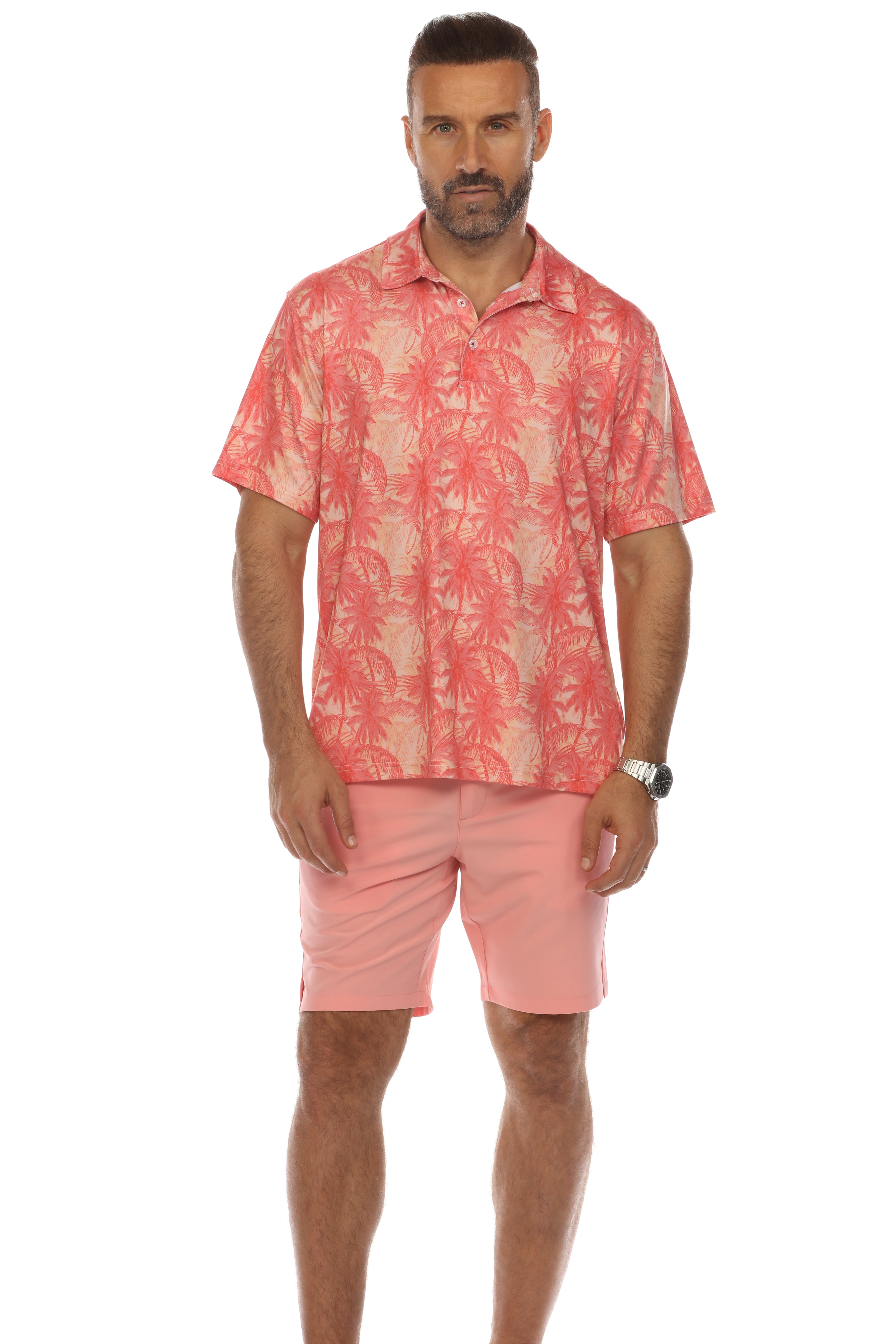 Casual Dry-Fit Polo Shirt Tropical Print