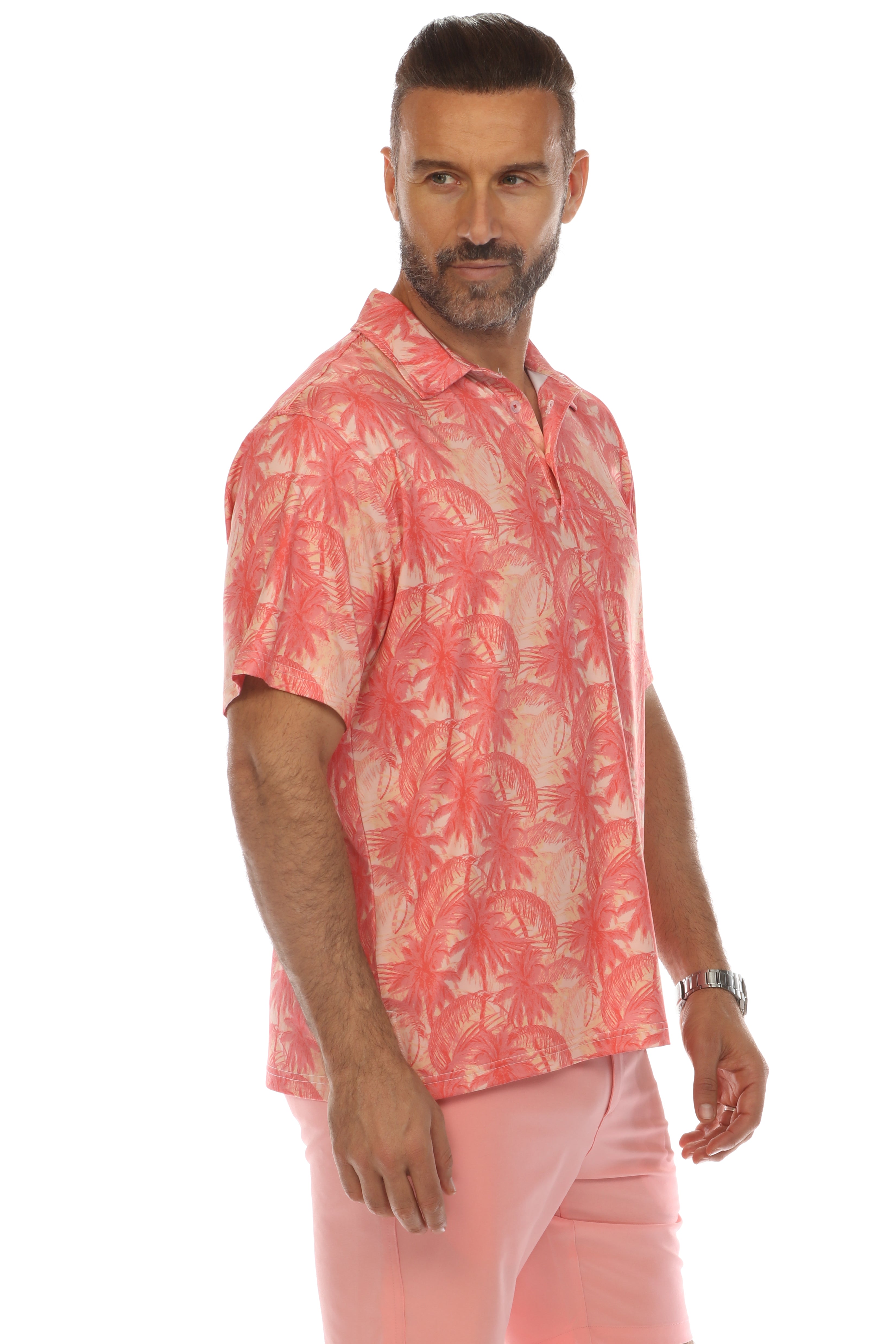 Casual Dry-Fit Polo Shirt Tropical Print