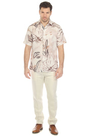 100% Linen Short Sleeve Floral Breeze Print Shirt